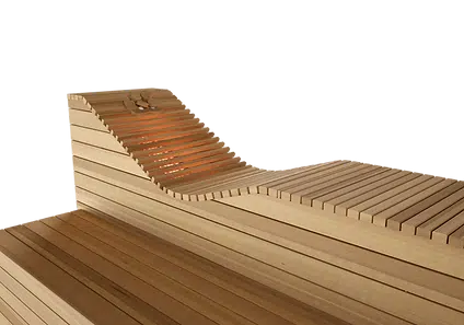 Freisteller, ergonomische Liege mit integriertem Infrarotstrahler, Einzelanfertigung, Art of Spa Münster