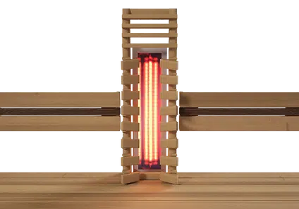 Freisteller eines Infrarotstrahlers mit ergonomischer Rückenlehne, individueller Saunabau bei Art of Spa