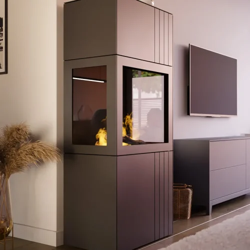 elektrischer Kamin Verrum aus Stahl in anthrazit, individuelle Ausstattung